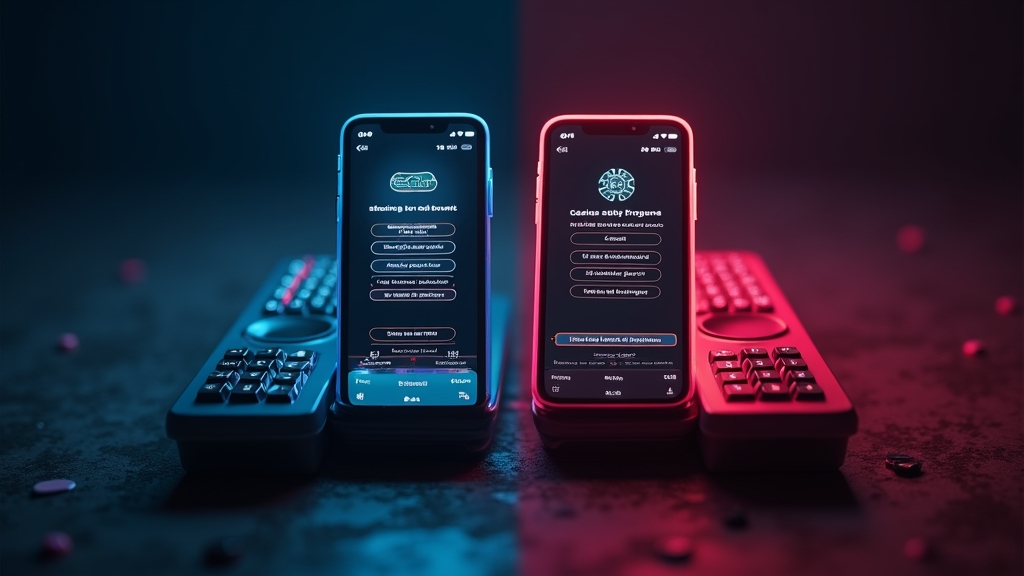 Android and iPhone phones showing different casino app installation paths