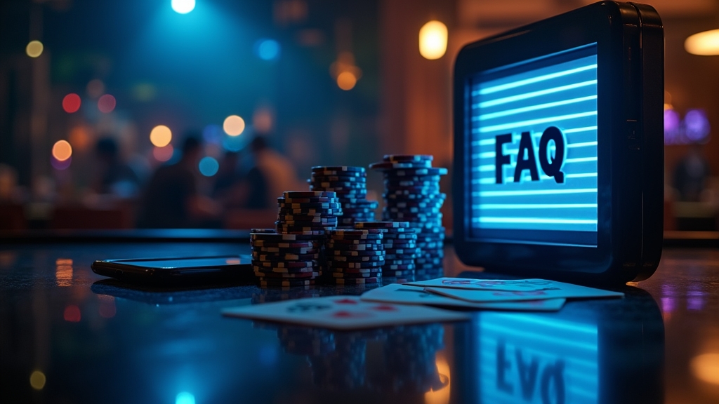 Casino help desk style FAQ screen with payment icons